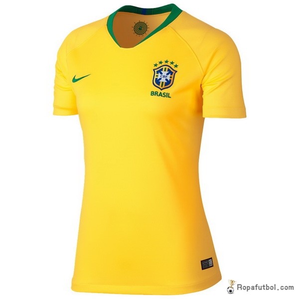 Camiseta Brasil Replica Primera Ropa Mujer 2018 Amarillo